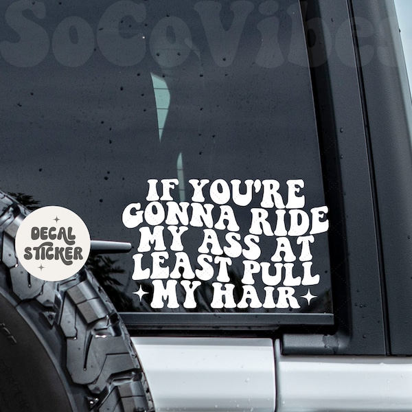 If you're gonna ride my | Car Decal | Car sticker | At least pull my hair | Bumper sticker | Vinyl decal |