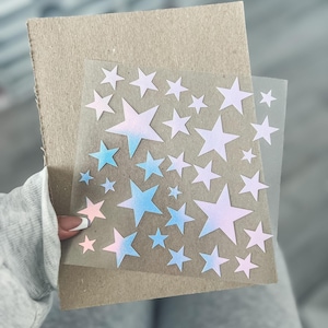 Holographic stars decal | Sticker decal | Sticker sheet | Different size stars | Water bottle star stickers | Holographic sticker
