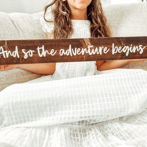 And so the adventure begins | Wood signs | Home decor | Wedding decor | Marriage sign | Wedding sign | Family sign | Rustic decor