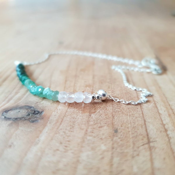 Ombre bracelet - graduated emerald & sterling silver - delicate, dainty - perfect gift