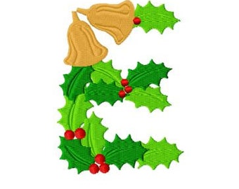Jacobean Christmas Alphabet Font, Machine Embroidery Design, 4x4 Hoop