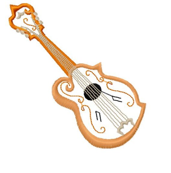 Guitar Applique Machine Embroidery Design5x7 Hoop 7 Formats Etsy