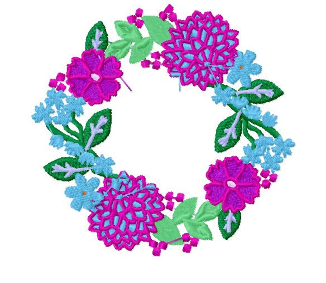 10 Designs Flower Floral Wreath Machine Embroidery Design Etsy
