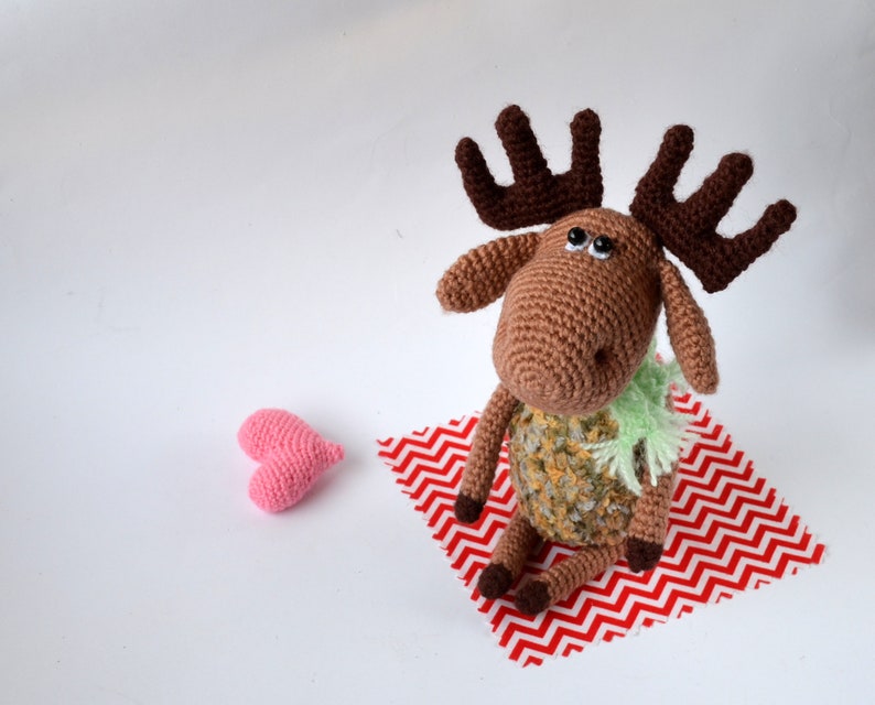 Elch, Kleiner Elch, Rentier, Hirsch, Amigurumi, Weihnachtsgeschenk, Weihnachtsdeko 画像 1