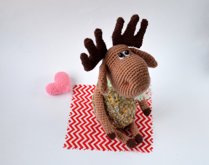 Elch, Kleiner Elch, Rentier, Hirsch, Amigurumi, Weihnachtsgeschenk, Weihnachtsdeko 画像 2