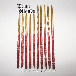 Pick Your Team Wand, Red & Gold Magic Wands, Wood Wand, Magic Wand, Wiccan Wand, Wizard Wand, Heartwood Wands