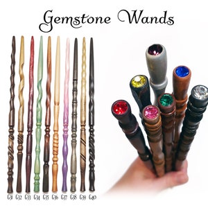 Gemstone Wands 31-40, Crystal, Birthstone Magic Wands, Wood Wand, Magic Wand, Wiccan Wand, Wizard Wand, Heartwood Wands