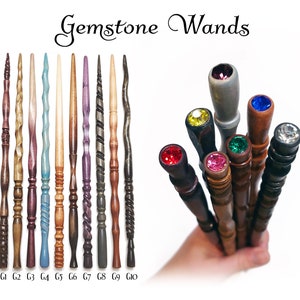 Gemstone Wands 1-10, Crystal, Birthstone Magic Wands, Wood Wand, Magic Wand, Wiccan Wand, Wizard Wand, Heartwood Wands