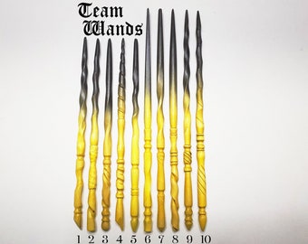 Pick Your Team Wand, Yellow & Black Magic Wands, Wood Wand, Magic Wand, Wiccan Wand, Wizard Wand, Heartwood Wands