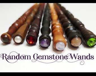 Random Gemstone Wands, Crystal, Birthstone Magic Wands, Wood Wand, Magic Wand, Wiccan Wand, Wizard Wand, Heartwood Wands