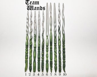 Pick Your Team Wand, Green & Silver Magic Wands, Wood Wand, Magic Wand, Wiccan Wand, Wizard Wand, Heartwood Wands