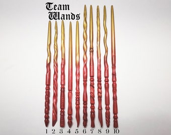 Pick Your Team Wand, Red & Gold Magic Wands, Wood Wand, Magic Wand, Wiccan Wand, Wizard Wand, Heartwood Wands