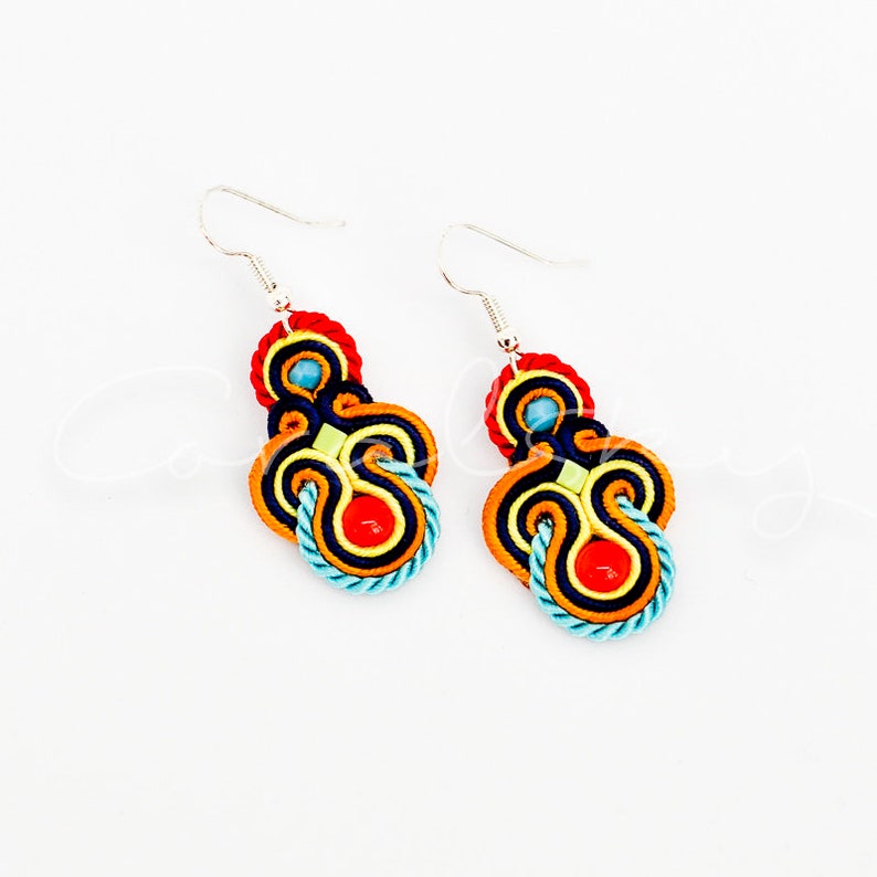 Dangle Eye-catching Colourful Tiny Handmade Soutache Earrings