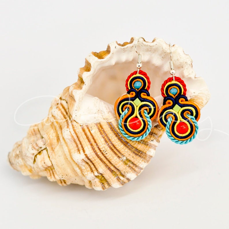 Dangle Eye-catching Colourful Tiny Handmade Soutache Earrings