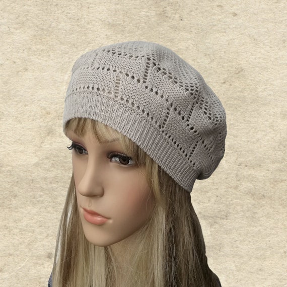 Knit beret women Ladies knitted beret Knitted cotton beret Etsy