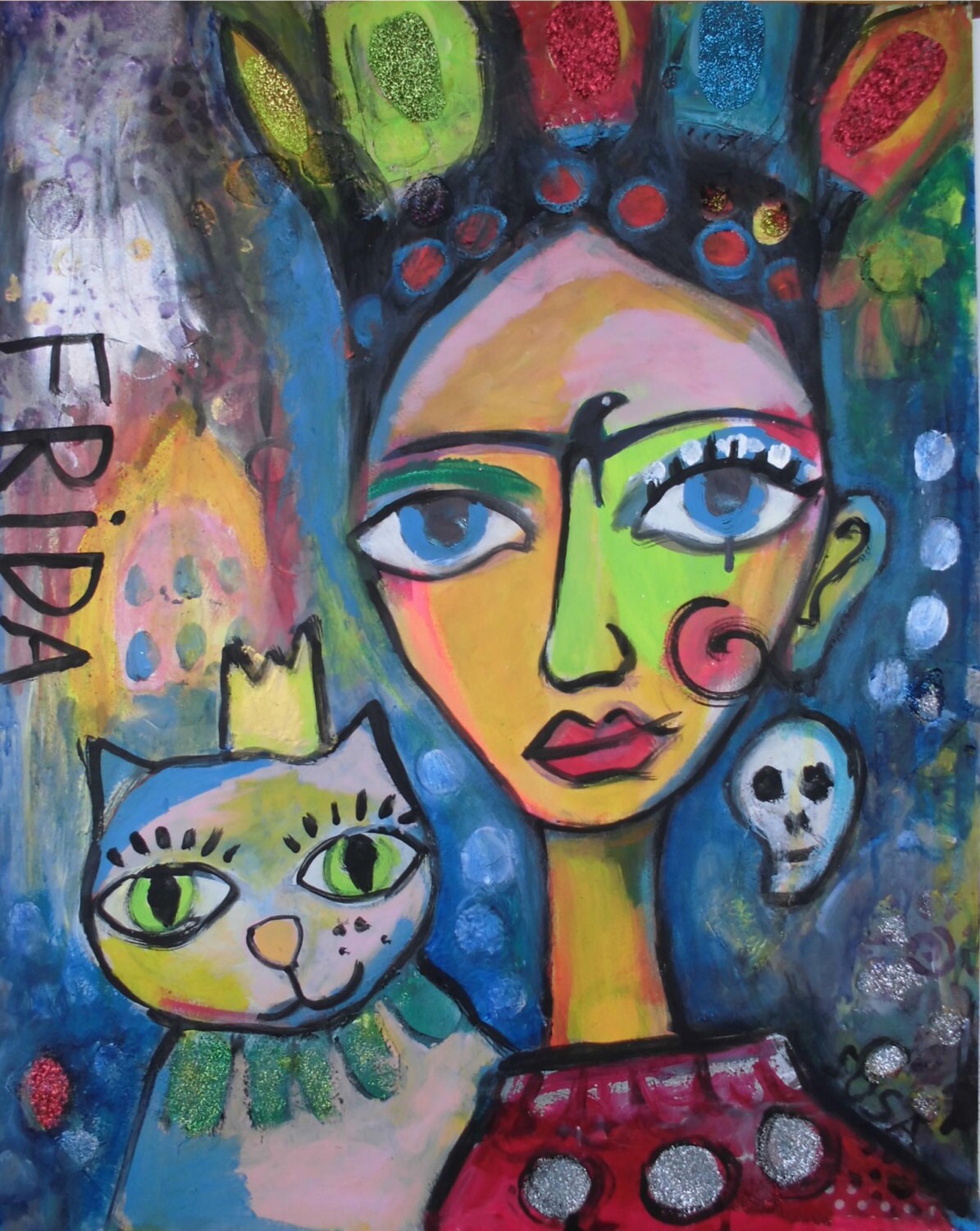 Very few 20th century artists have influenced both art and fashion the way that frida kahlo has. Frida Kahlo Gemälde Original - Frida Kahlo 52 Original Gemälde Mixed Media Portrait | Etsy