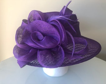 Purple hat/Kentucky derby hat/Tea party hat/wedding hat/Derby hat/sinamay hat