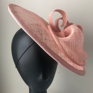 Bluish Pink Hatinator,Fascinator,Hat,Pink sinamay saucer fascinator,Kentucky derby,Crystals,Cocktail fascinator, Tea party hat,wedding image 5