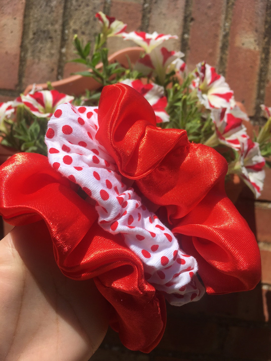 Beautiful Handmade Scrunchies Silky Satin Scrunchies Foral or Polka Dot ...