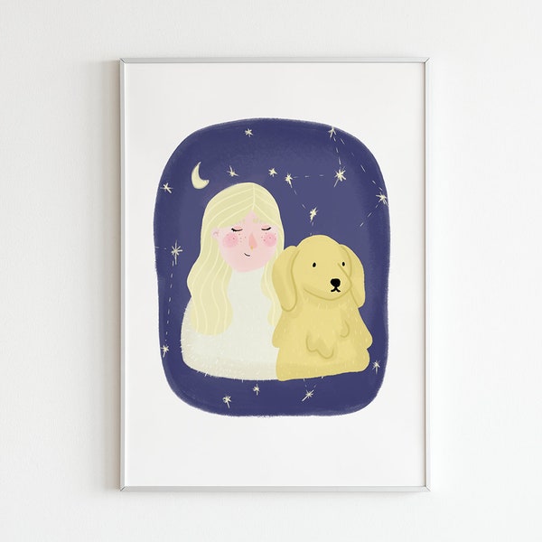 DIGITALES Personalisiertes Portrait: Illustration von dir und deinem Hund (Haustier) zum Herunterladen