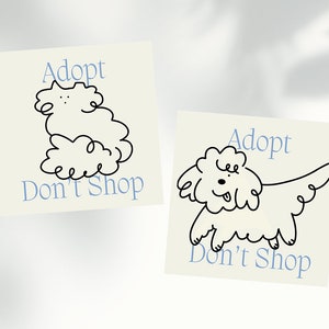 Set di adesivi Adopt Dont Shop con illustrazione di cane e/o gatto (2 adesivi grandi o 4 piccoli)