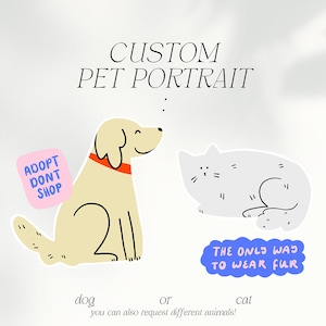 Personalisiertes Haustier Portrait Hund/Katze oder anderes Tier (Sticker, Postkarten, Poster) minimalistische, individuelle Illustration
