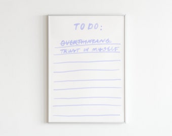 Digital Poster Overthinking To Do List Mental Health to print yourself