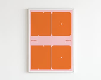 Geometric minimalism feminism »No Means No« poster with pink and red typography