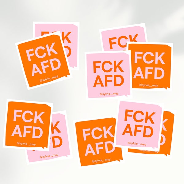 Solidarity campaign FCK AFD stickers in bright, eye-catching colors (approx. 20 pieces)