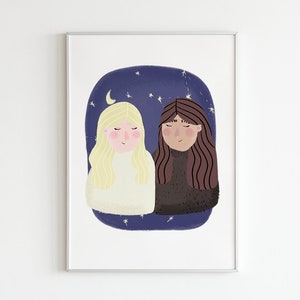 Individuelles Couple Portrait mit zwei Personen Personalisierte Illustration (A5, A4, A3)