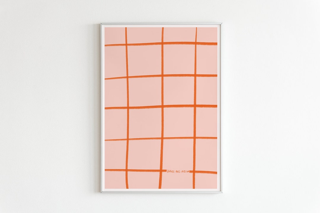 Poster With a Checkered Pattern in Pink and Red and - Etsy UK