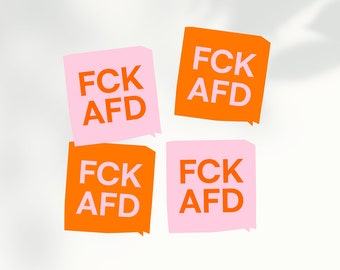 Statement stickers »FCK AFD« in pink and red, 4 pieces (2 colors)