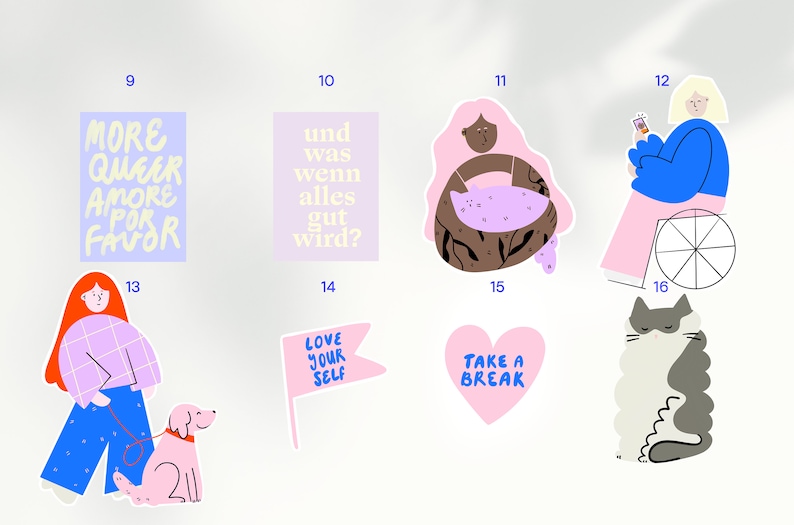 Custom Sticker Set Feministische, Queere, mentale Gesundheit kreative Sticker zum Selbst Zusammenstellen von Sylvie Mey 5 Stück Bild 4