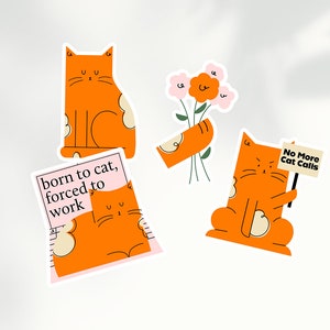 Autocollants pour chats avec différents motifs, chats illustrés contre les cris de chat et la culture de l'agitation