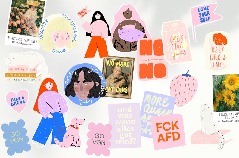 Custom Sticker Set Feministische, Queere, mentale Gesundheit kreative Sticker zum Selbst Zusammenstellen von Sylvie Mey 5 Stück Bild 1