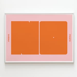 Feminist Typography Poster Geometric Landscape Graphic Geometric Letters No means No Red Pink
