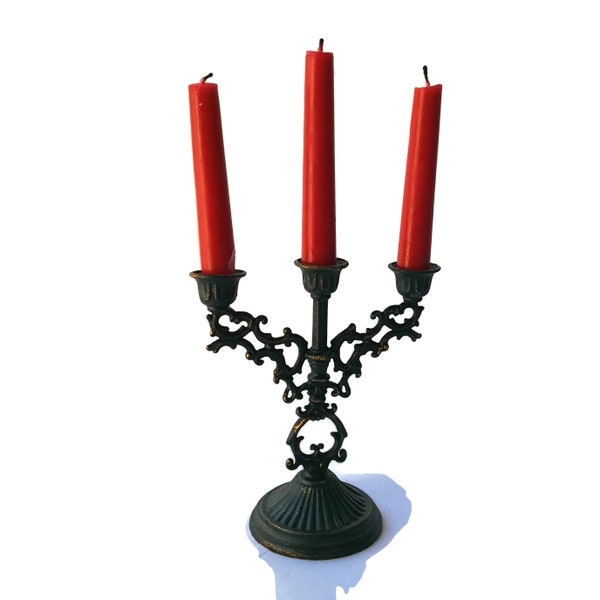 Vintage gothic small candelabra Black candle holder victorian Dark home decor