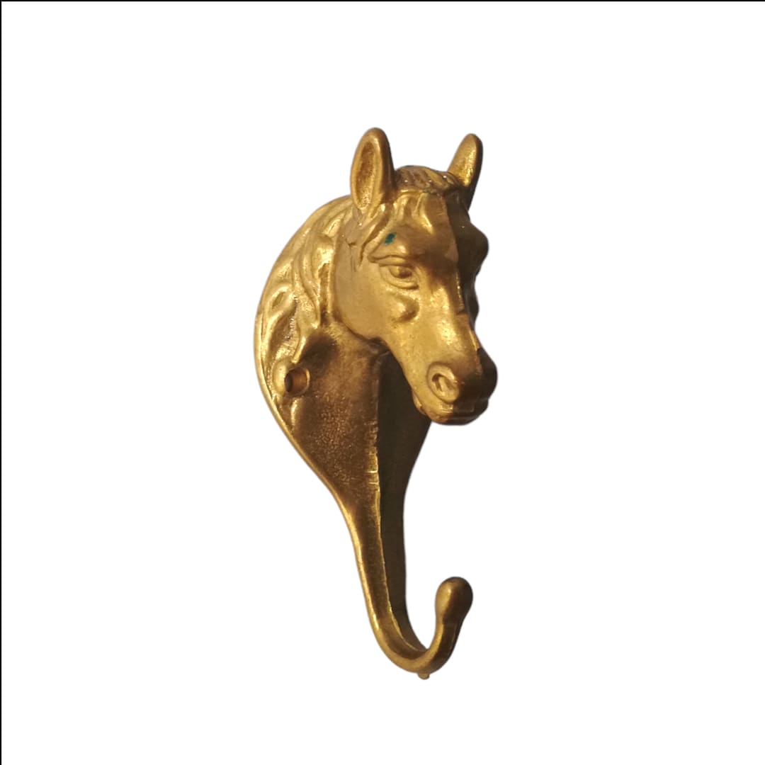 Antique Brass Horse Head Wall Hook Bridle Hook Barn Stable Decor Tack