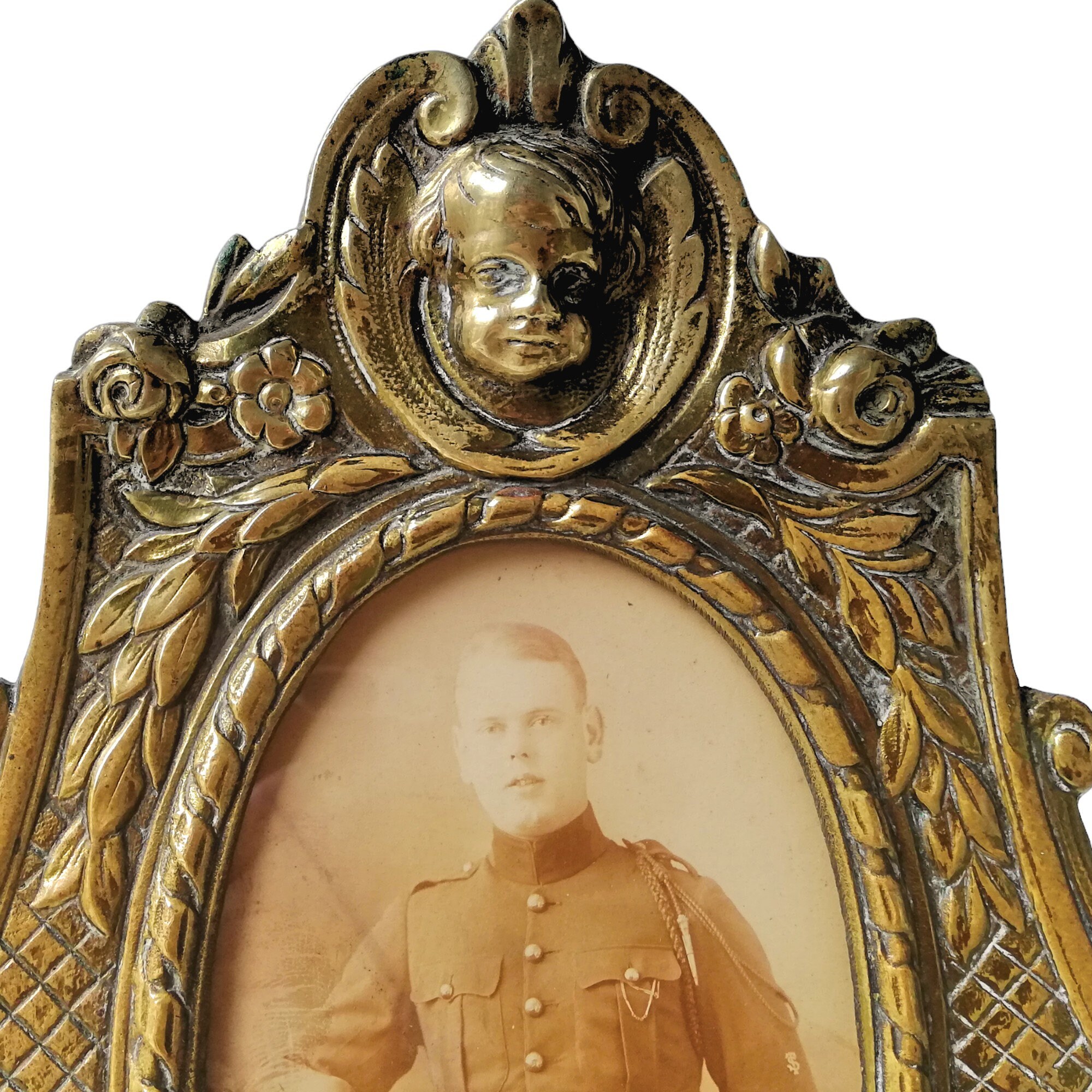 Antique Rare Brass Victorian-style Frame for Three
