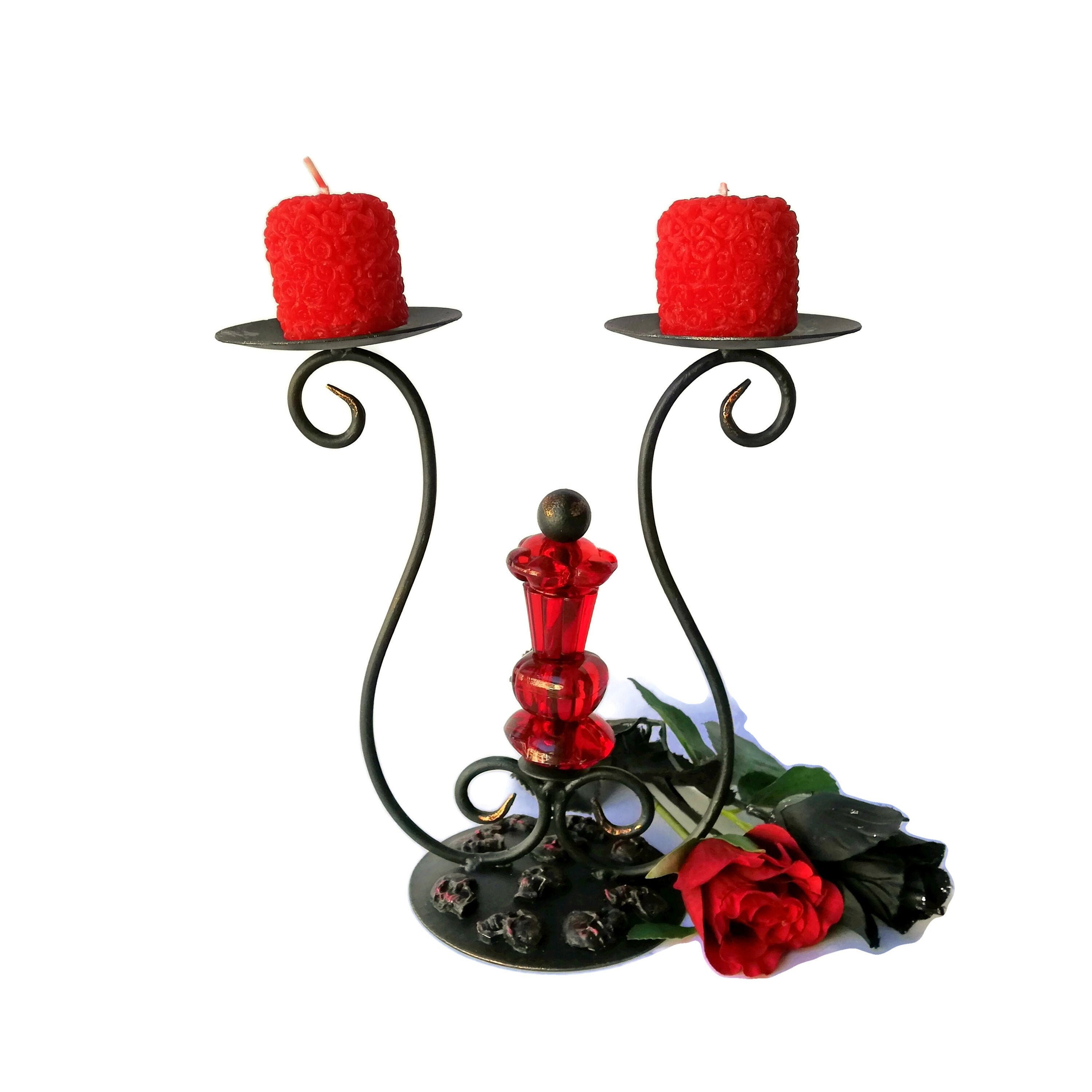 Vintage gothic candelabra Black candle holder victorian Dark home decor