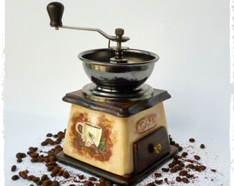 Coffee grinder Vintage coffee mill Wood ceramic coffee grinder Vintage Manual grinder Kitchen decor Vintage look Old coffee grinder Coffee