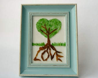 Mosaic sea glass Genuine Sea Glass Tree Sea glass art Sea glass picture Art Beach Glass Sea glass framed Sea glass decor Wedding Beach Love