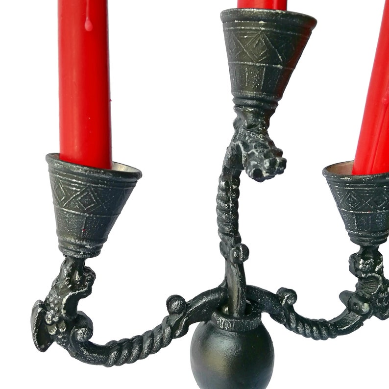 Vintage Gothic candelabra black candle holder Dark home decor Etsy