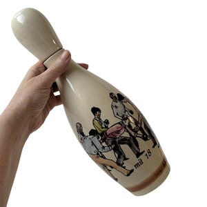 Vintage Jacobi Brandy keramische fles uit de jaren 70 | Skittle-vorm | Handbeschilderde Duitse karaf | Bowlinggeschenk | Gelimiteerde VSOP-editie