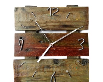 Pallet wall clock Industrial decor Loft unique wall clock