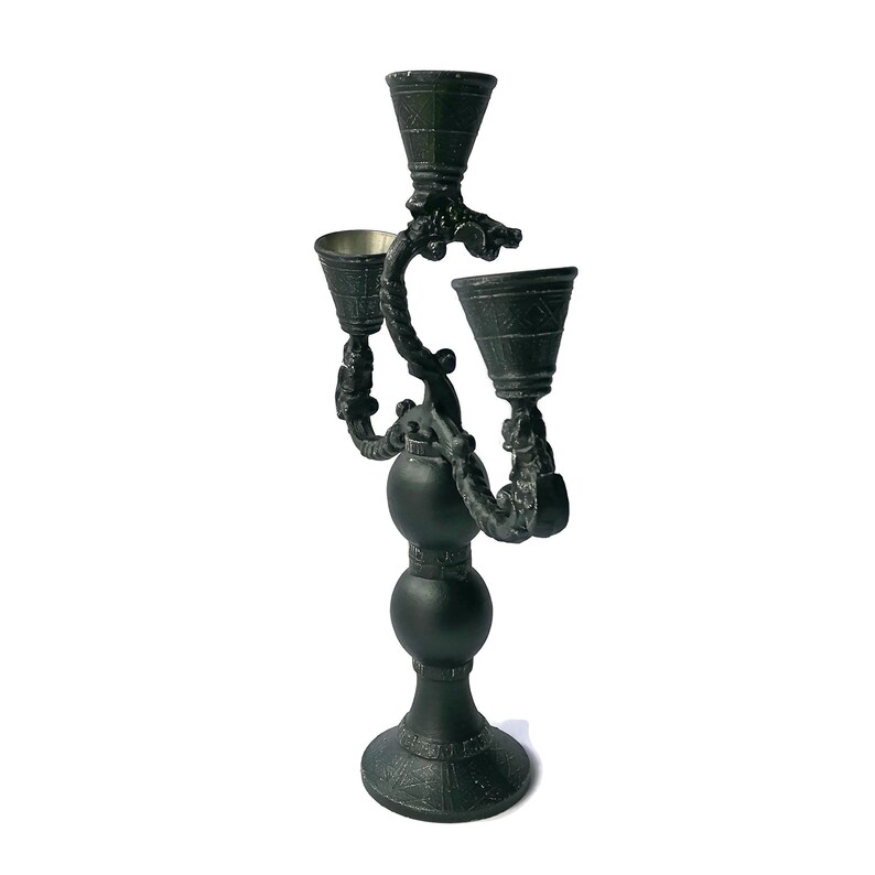 Vintage Gothic candelabra black candle holder Dark home decor Etsy