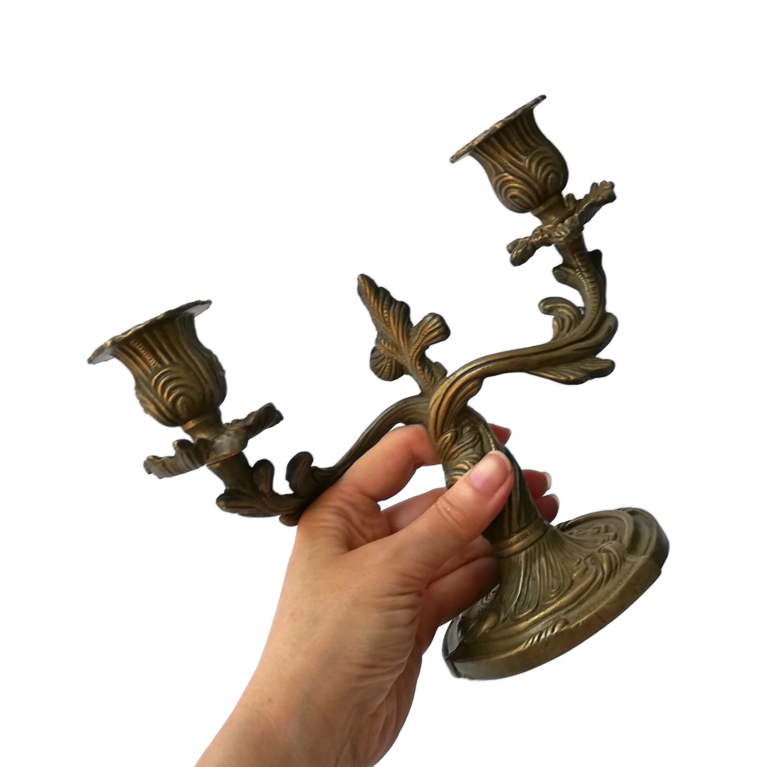 ブロンズ燭台 キャンドルスタンド 7本腕 アンティーク アールヌーボー 銅製