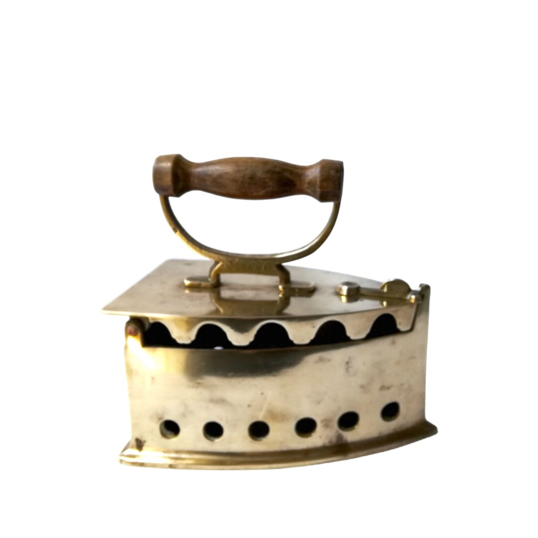 Vintage Brass Coal Iron With Wooden Handle Antique Coal Iron Etsy