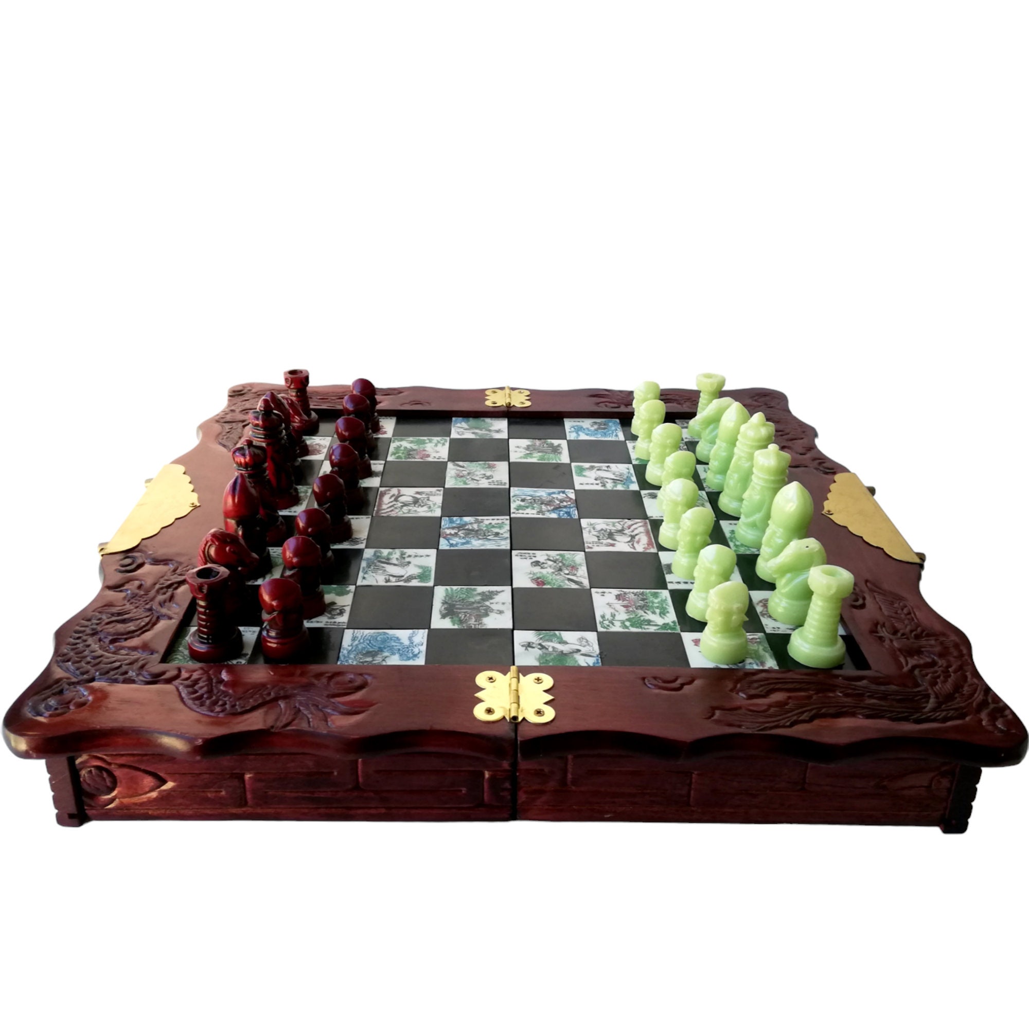 XIANGQI (CHINESE CHESS) 4.2 cm PIECES, 20 inch FAUX SUEDE PLAYING MAT (878)