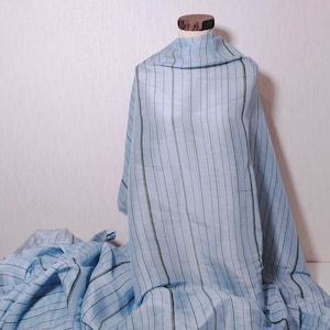 Silk linen blend fabric striped 14 momme 55” by the yard DIY sewing fashion fabric spring summer shirt blouse